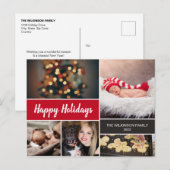 レッドハッピーホリデイズフォトコラージュクリスマス シーズンポストカード (正面/裏面)