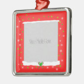 レッドハッピーホリデースノーフレーク（写真フレーム） メタルオーナメント (左)