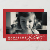 レッドハッピーホリデーズオーバーレイクリスマスフォトカード シーズンカード (正面/裏面)