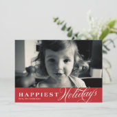 レッドハッピーホリデーズオーバーレイクリスマスフォトカード シーズンカード (スタンド正面)