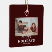 レッドハッピーホリデーズキャンディーケーンクリスマスミニマリスト セラミックオーナメント (右)