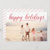 レッドハッピーホリデーズグリッタールックフォト シーズンカード (正面/裏面)