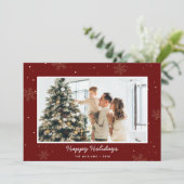 レッドハッピーホリデーズファミリーフォトスノーフレーク シーズンカード (スタンド正面)