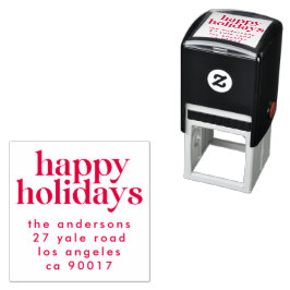 レッドハッモダンプホリデークリスマス差出人住所 セルフインキングスタンプ