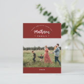 レッドハッモダンプホリデーズカスタムファミリーフォトイヤー シーズンポストカード (スタンド正面)