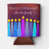 レッドハヌカー（ユダヤ教）メノラーキャンドル平和ラブライトネーム 缶クーラー (正面)