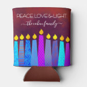 レッドハヌカー（ユダヤ教）メノラーキャンドル平和ラブライトネーム 缶クーラー (裏面)