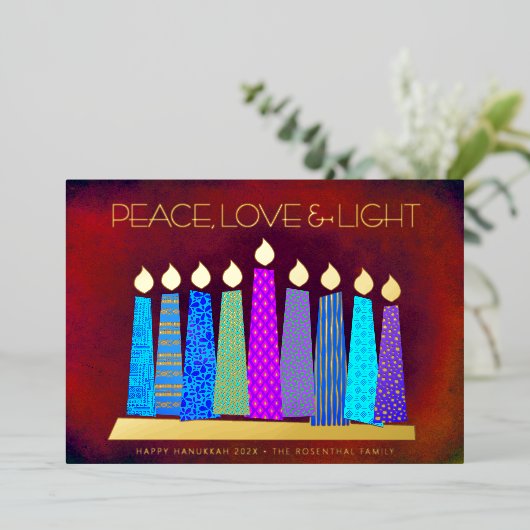 レッドハヌッカロウソク平和ラブライト実在金ゴールド 箔シーズンカード (立ち正面)