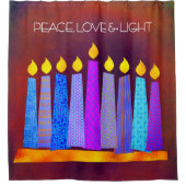 レッドハヌッカローソンドルピースラブライト引用文 はっきりした シャワーカーテン (正面)