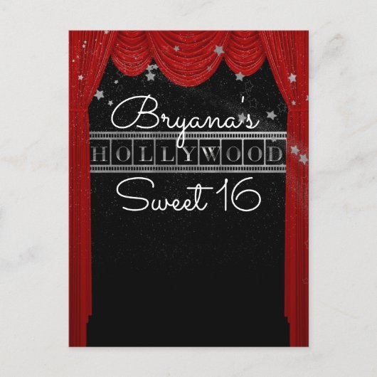 レッドハリウッドのカーテン&シルバースター日付を保存 案内ポストカード (正面)