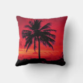 レッドハワイアンサンセットエキゾチックパームツリーズ クッション (裏面)