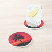 レッドハワイアンサンセットエキゾチックパームツリーズ コースター (側面)