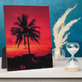 レッドハワイアンサンセットエキゾチックパームツリーズ フォトプラーク (側面)
