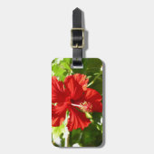 レッドハワイアンハイビスカスフラワー ラゲッジタグ (正面縦)