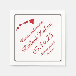 レッドハワイアン諸島卒業紙ナプキン スタンダードカクテルナプキン