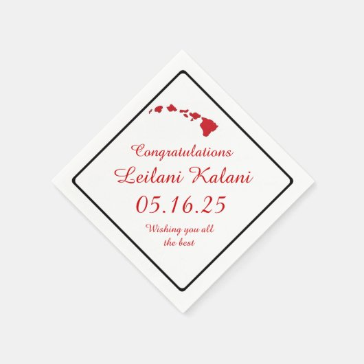 レッドハワイアン諸島卒業紙ナプキン スタンダードカクテルナプキン (角)