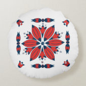 レッドハンガリーフォークアートフローラモチーフ ラウンドクッション (裏面)