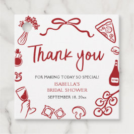 レッドハンドイタリアンドロッドピザパスタブライダルシャワー フェイバータグ