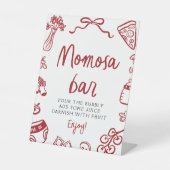 レッドハンドイタリアンドローピザパスタ桃佐バーサイン 台座サイン (正面)