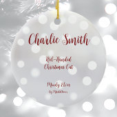 レッドハンドクリスマス猫セラミックオーナメント セラミックオーナメント