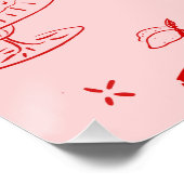 レッドハンドドローお洒落ドブライダルシャワー ポスター (コーナー)