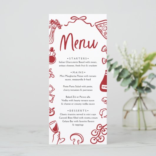 レッドハンドドローイタリアンドピお洒落ザパスタワイン メニュー (スタンド正面)