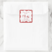 レッドハンドドローイタリアンドピザワインブライダルシャワー スクエアシール (バッグ)
