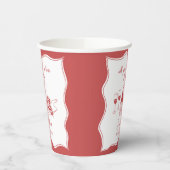 レッドハンドドローイタリアンドピザワインブライダルシャワー 紙コップ (左)