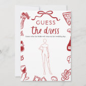 レッドハンドドロー推測ドレスブライダルシャワーゲーム 招待状 (正面)