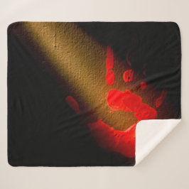 レッドハンドプリント シェルパブランケット