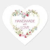 レッドハンドメイドとラブ引用文フローラハート ハートシール (正面)