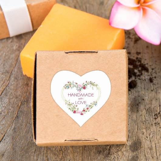 レッドハンドメイドとラブ引用文フローラハート ハートシール