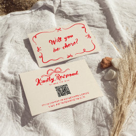 レッドハンド書ボーQRコードのQRコード結婚s 出欠カード