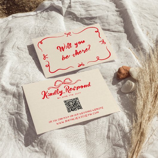レッドハンド書ボーQRコードのQRコード結婚s 出欠カード