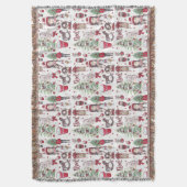 レッドハンド絵を描ウォーターカラーのクリスマス要素 スローブランケット (正面縦)