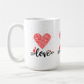 レッドハースラブモダンタイポグラフィ コーヒーマグカップ (左)