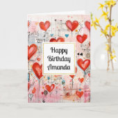 レッドハーツ気まぐれな愛のパターン誕生日 カード (黄色い花)