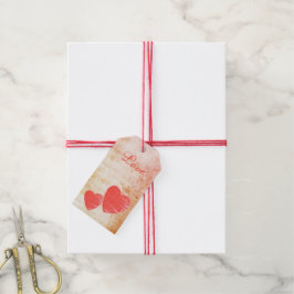 レッドハーツ ディストレス バレンタイン ラブ ギフトタグ