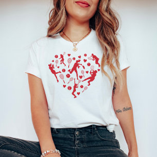 レッドハートテニス愛好家 Tシャツ