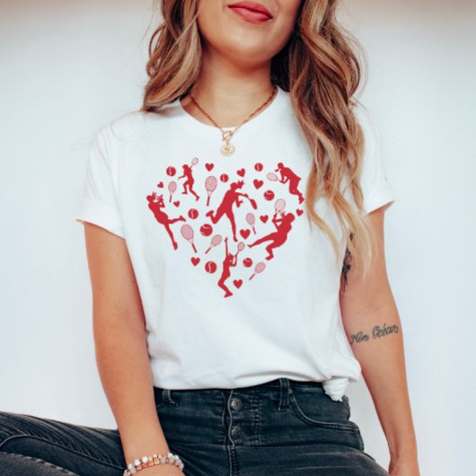 レッドハートテニス愛好家 Tシャツ