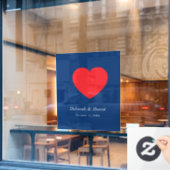 レッドハートブルー モダン ミニマリスト ウェディング ウィンドウサイン (カフェ窓)