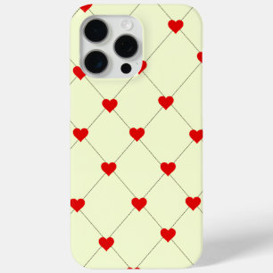 レッドハート格子柄スマホケース iPhone 15 PRO MAXケース