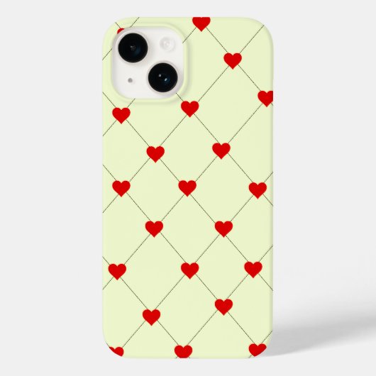 レッドハート格子柄スマホケース Case-Mate iPhoneケース (裏面)