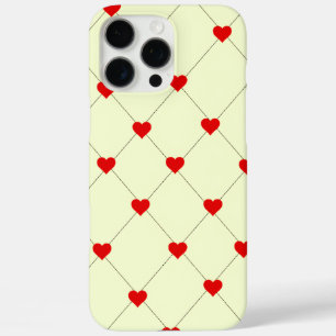 レッドハート格子柄スマホケース iPhone 16 PRO MAXケース