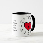 レッドハート |常に時間を作る |バレンタイン マグカップ (正面右)