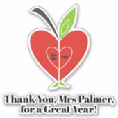 レッドハーフアップル先生の感謝ありがとう シール (正面)