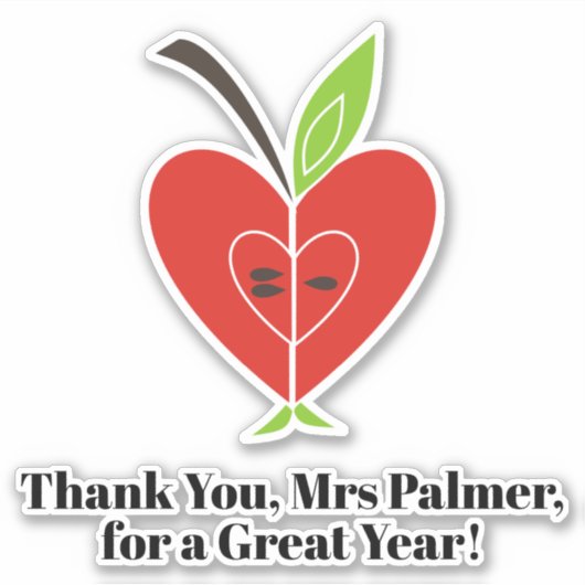 レッドハーフアップル先生の感謝ありがとう シール (正面)