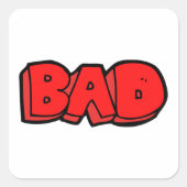 レッドバはっきりしたッドグラフィティスタイル文字 スクエアシール (正面)