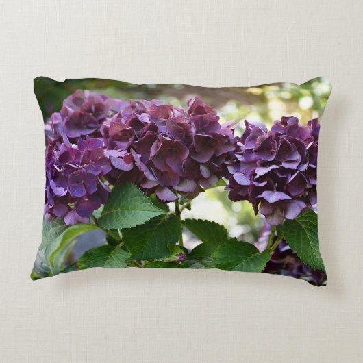 レッドバイオレットアジサイ開花フローラ アクセントクッション (裏面)