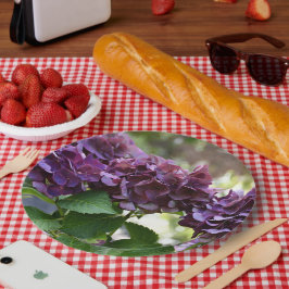 レッドバイオレットアジサイ開花フローラ ペーパープレート